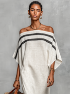 Minimalistisch Leinen Maxi Kleid
