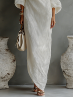 Isabella | Fließendes Leinen Kleid Off-Shoulder