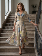 Celine | Midi-Kleid mit Kreuzwickel-Ausschnitt