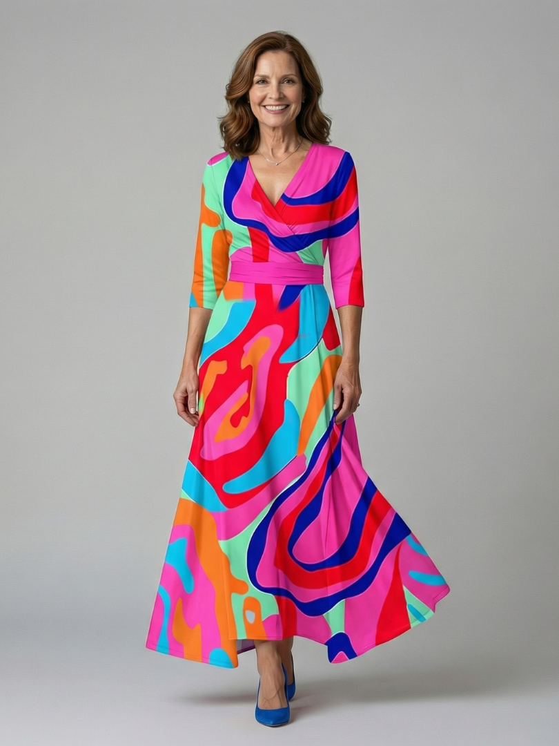 Celine | Midi-Kleid mit Kreuzwickel-Ausschnitt