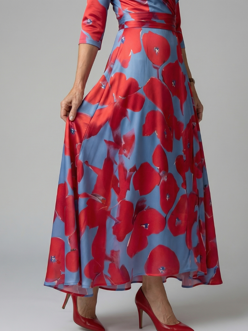 Celine | Midi-Kleid mit Kreuzwickel-Ausschnitt