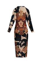 Eva | Sun Escape Einzigartiges Print Dolman Midi Kleid