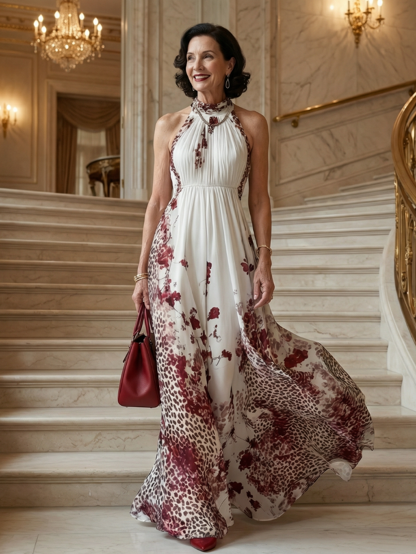 Orlune | Falten Maxi-Kleid in Weiß