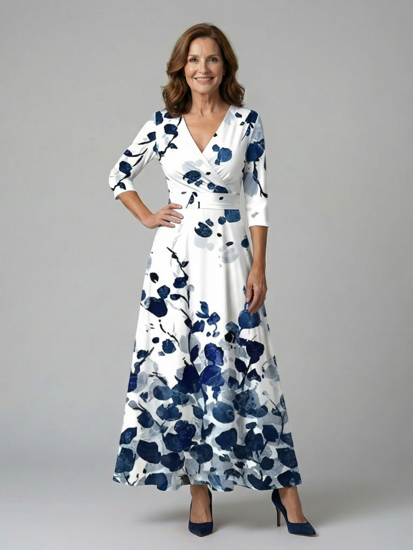 Celine | Midi-Kleid mit Kreuzwickel-Ausschnitt