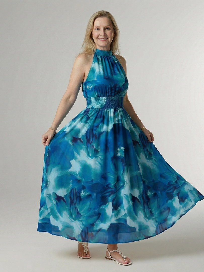 Sylin | Gathered Halter Midi Kleid