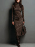 Robine | Langärmliges Wildleder-Midi-Kleid