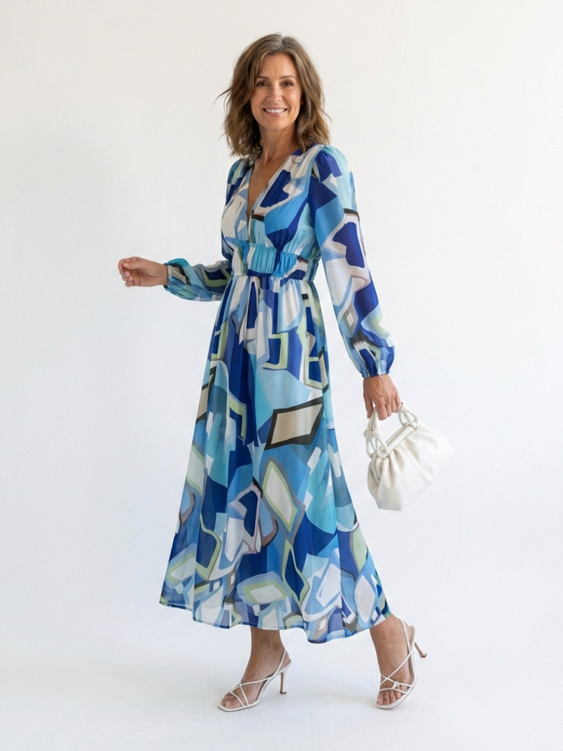 Althea | Langärmliges Blumenkleid Maxi