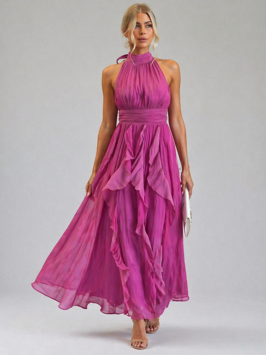 Celestia | Rüschenshirt Maxi-Kleid