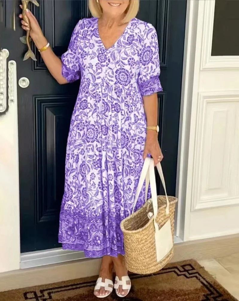Lunah | Florales V-Ausschnitt Kleid
