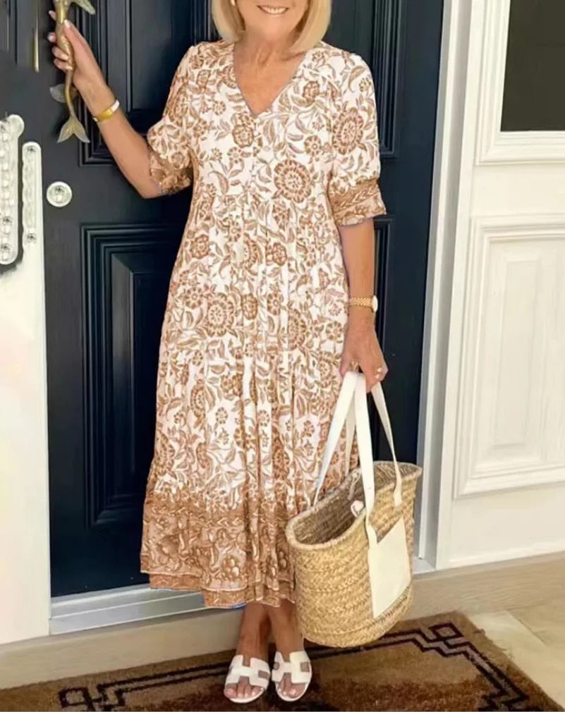 Lunah | Florales V-Ausschnitt Kleid