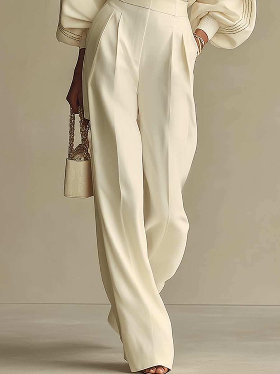 Livia - Ivory Ribbed Knit Set