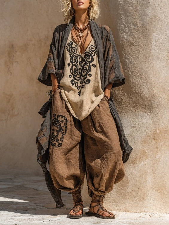 Margaret | Nomadisches Bohemian Kunstdruck Drei-Teile Set Outfit