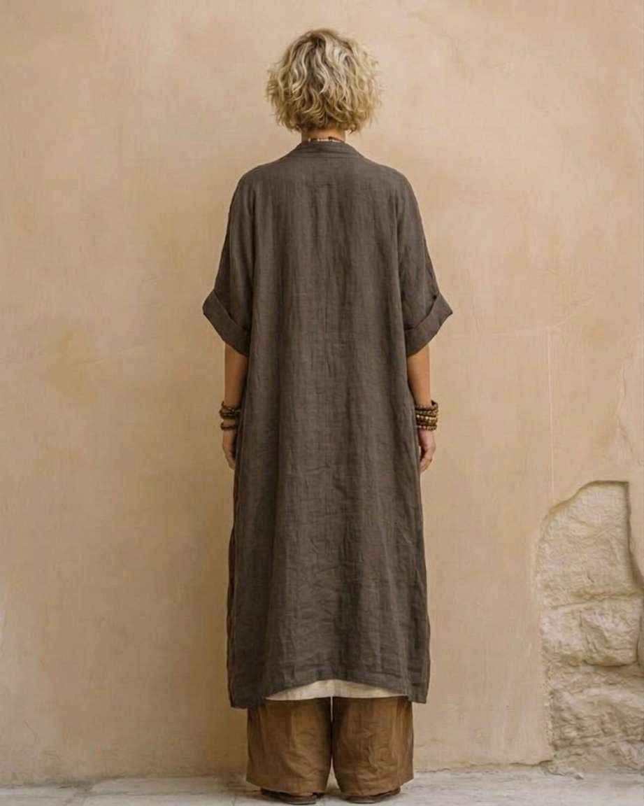 Sophie | Dunkelgrau & Braun Tribal-Print Drei-Teile-Set