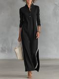 Sweat Maxi Kleid Knopfkragen
