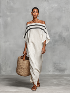 Minimalistisch Leinen Maxi Kleid