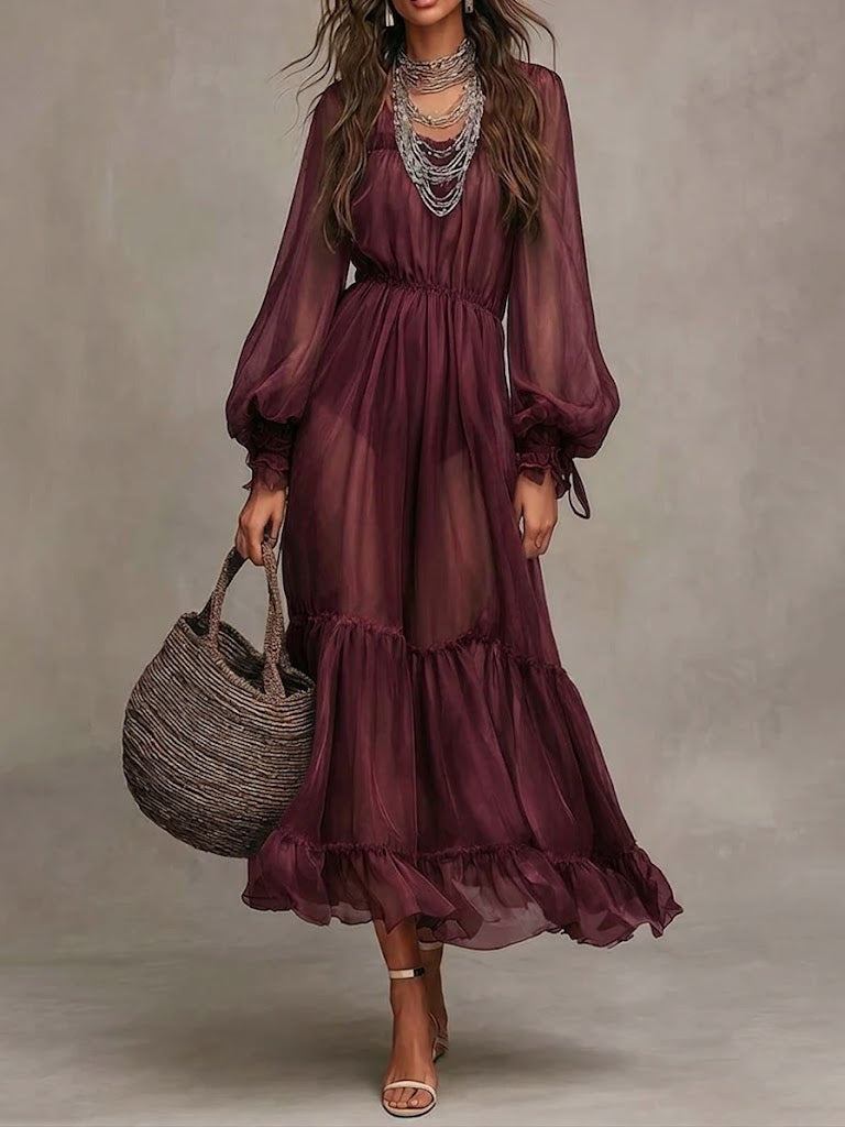 Gerda | Elegantes V-Ausschnitt Midi-Kleid