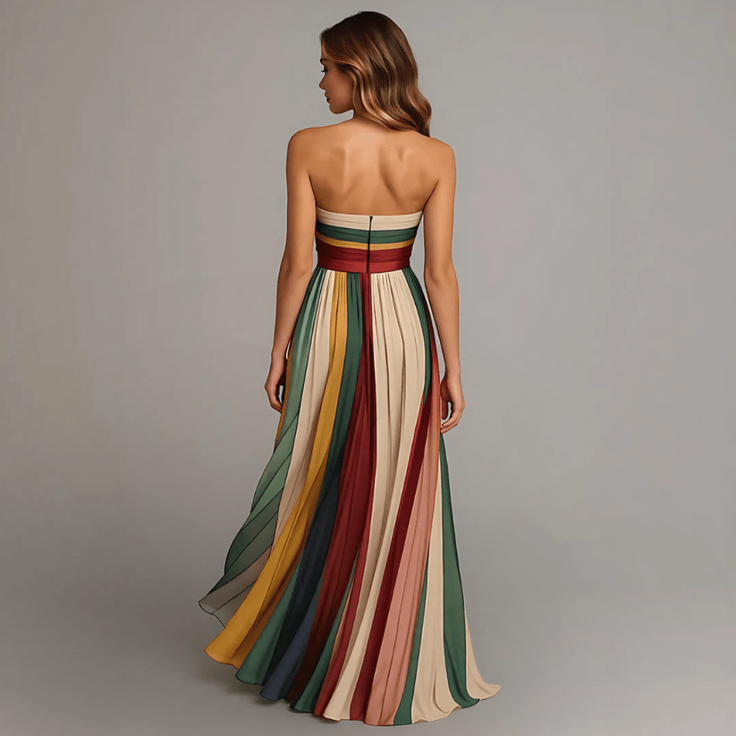 Langes Buntes Kleid ohne Ärmel