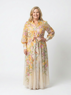 Cressida | Floral Transparente Langarm Maxi-Kleid